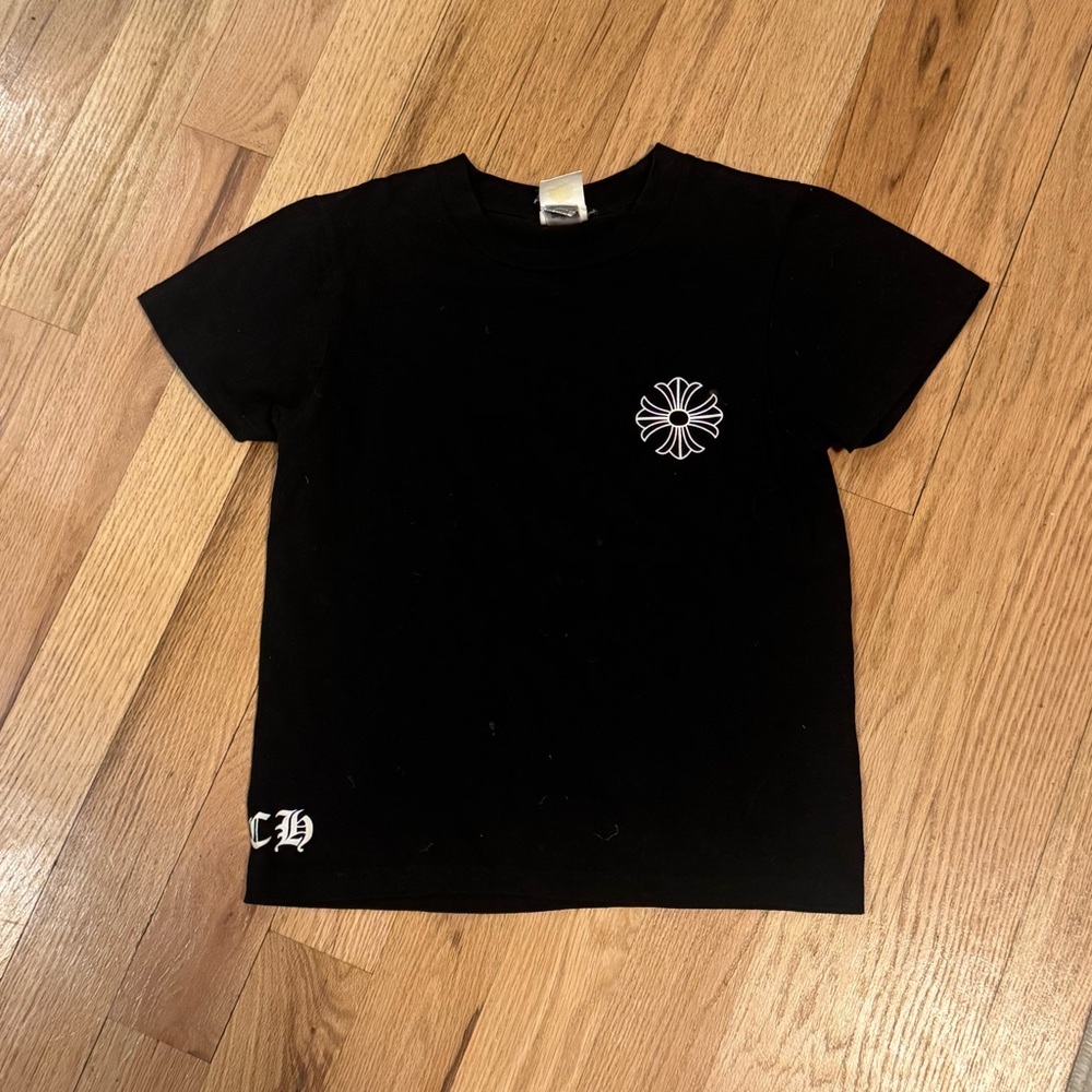 Chrome Hearts Black Short-Sleeve womens Tee with White Cross Motif